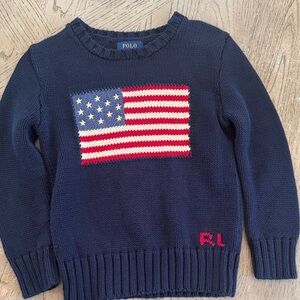 Never worn, NWOT, Boy Polo Navy Sweater with American Flag